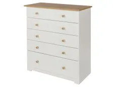 Core Core Colorado White and Oak 5 Drawer Chest of Drawers