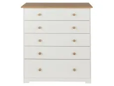 Core Colorado White and Oak 5 Drawer Chest of Drawers