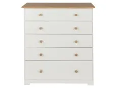 Core Core Colorado White and Oak 5 Drawer Chest of Drawers
