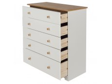Core Products Core Colorado White and Oak 5 Drawer Chest of Drawers (Flat Packed)