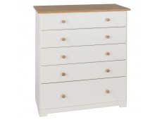 Core Products Core Colorado White and Oak 5 Drawer Chest of Drawers (Flat Packed)