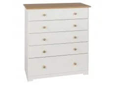 Core Core Colorado White and Oak 5 Drawer Chest of Drawers