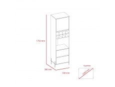 Core Products Core Dallas White and Carbon Grey Oak Tall 1 Door 2 Drawer Bar Cabinet (Flat Packed)