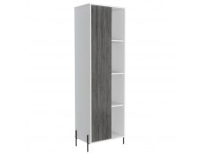 Core Products Core Dallas White and Carbon Grey Oak Tall 1 Door Storage and Display Cabinet (Flat Packed)