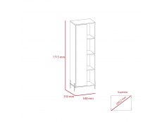 Core Products Core Dallas White and Carbon Grey Oak Tall 1 Door Storage and Display Cabinet (Flat Packed)