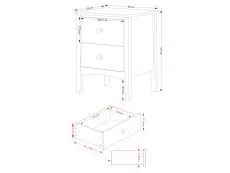 Core Core Como Light Grey 2 Drawer Bedside Table
