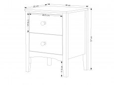 Core Products Core Como Midnight Blue 2 Drawer Bedside Cabinet (Flat Packed)