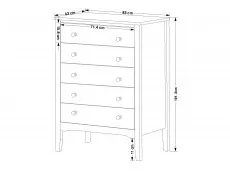 Core Products Core Como White 5 Drawer Chest of Drawers