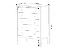 Core Core Como White 5 Drawer Chest of Drawers