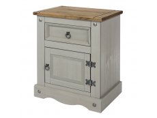 Core Corona Grey and Pine 1 Door 1 Drawer Bedside Cabinet (Flat Packed)
