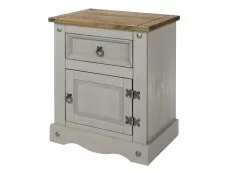 Core Core Corona Grey and Waxed Pine 1 Door 1 Drawer Bedside Table