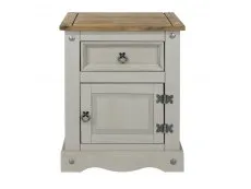 Core Core Corona Grey and Waxed Pine 1 Door 1 Drawer Bedside Table