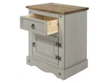 Core Core Corona Grey and Waxed Pine 1 Door 1 Drawer Bedside Table