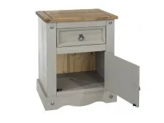 Core Core Corona Grey and Waxed Pine 1 Door 1 Drawer Bedside Table