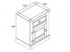 Core Products Core Corona Grey and Pine 1 Door 1 Drawer Bedside Cabinet (Flat Packed)