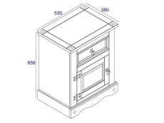 Core Core Corona Grey and Waxed Pine 1 Door 1 Drawer Bedside Table