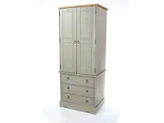 Core Core Corona Grey and Waxed Pine 2 Door 3 Drawer Wardrobe