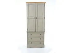 Core Core Corona Grey and Waxed Pine 2 Door 3 Drawer Wardrobe