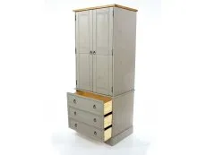 Core Core Corona Grey and Waxed Pine 2 Door 3 Drawer Wardrobe