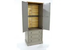 Core Core Corona Grey and Waxed Pine 2 Door 3 Drawer Wardrobe