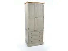 Core Core Corona Grey and Waxed Pine 2 Door 3 Drawer Wardrobe