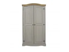 Core Core Corona Grey and Waxed Pine 2 Door Wardrobe