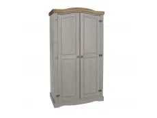 Core Core Corona Grey and Waxed Pine 2 Door Wardrobe