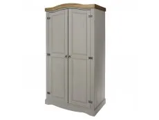 Core Core Corona Grey and Waxed Pine 2 Door Wardrobe