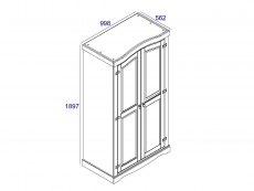 Core Products Core Corona Grey and Pine 2 Door Wardrobe (Flat Packed)