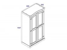 Core Core Corona Grey and Waxed Pine 2 Door Wardrobe