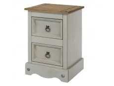 Core Core Corona Grey and Waxed Pine 2 Drawer Petite Bedside Table