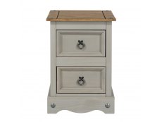 Core Corona Grey and Pine 2 Drawer Petite Bedside Cabinet (Flat Packed)