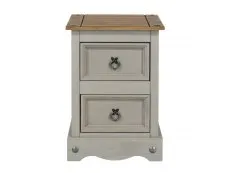 Core Core Corona Grey and Waxed Pine 2 Drawer Petite Bedside Table