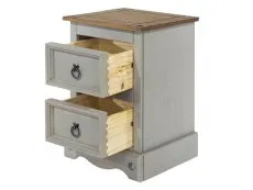 Core Core Corona Grey and Waxed Pine 2 Drawer Petite Bedside Table