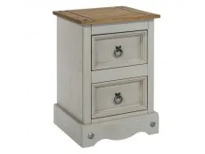 Core Core Corona Grey and Waxed Pine 2 Drawer Petite Bedside Table