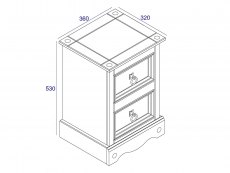 Core Products Core Corona Grey and Pine 2 Drawer Petite Bedside Cabinet (Flat Packed)