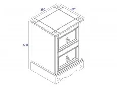 Core Core Corona Grey and Waxed Pine 2 Drawer Petite Bedside Table