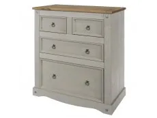 Core Core Corona Grey and Waxed Pine 2+2 Drawer Chest of Drawers