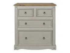 Core Core Corona Grey and Waxed Pine 2+2 Drawer Chest of Drawers