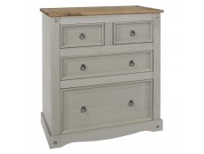 Core Corona Grey and Pine 2+2 Drawer Chest of Drawers (Flat Packed)