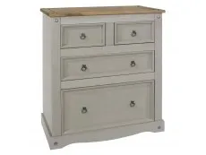 Core Core Corona Grey and Waxed Pine 2+2 Drawer Chest of Drawers