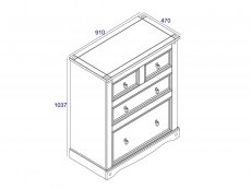 Core Products Core Corona Grey and Pine 2+2 Drawer Chest of Drawers (Flat Packed)