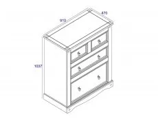 Core Core Corona Grey and Waxed Pine 2+2 Drawer Chest of Drawers