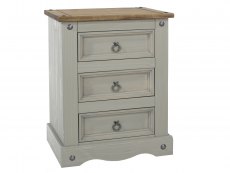 Core Corona Grey and Pine 3 Drawer Bedside Cabinet (Flat Packed)