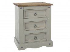 Core Products Core Corona Grey and Pine 3 Drawer Bedside Cabinet (Flat Packed)