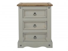 Core Corona Grey and Pine 3 Drawer Bedside Cabinet (Flat Packed)