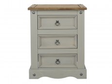 Core Products Core Corona Grey and Pine 3 Drawer Bedside Cabinet (Flat Packed)