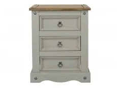 Core Core Corona Grey and Waxed Pine 3 Drawer Bedside Table