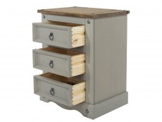 Core Products Core Corona Grey and Pine 3 Drawer Bedside Cabinet (Flat Packed)