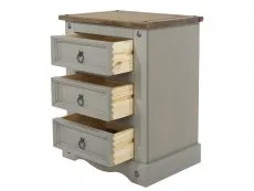 Core Core Corona Grey and Waxed Pine 3 Drawer Bedside Table